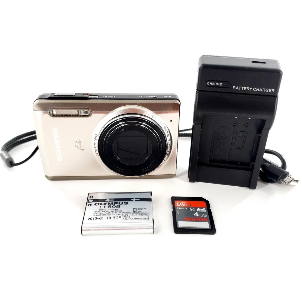Olympus u9010 14 MP Digital Camera w/ Battery, Charger, SD Card Tested & Works